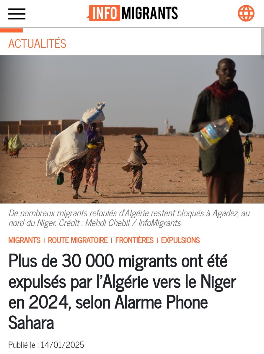 ChawkiBenzehra's tweet photo. J’attends avec impatience le communiqué de LFI dénonçant le traitement inhumain réservé par le régime algérien 🇩🇿 à 30 000 migrants du Niger 🇳🇪 et @RimaHas sera contente d’apprendre que sa "mecque des révolutionnaires et de la liberté" dépose ces migrants au milieu du désert sans eau ni nourriture❗️Rien non plus pour dénoncer l’emprisonnement de Boualem Sansal ou une prise de position contre les agissement des influenceurs algériens pro-regime, mais un communiqué hier pour défendre la junte militaire