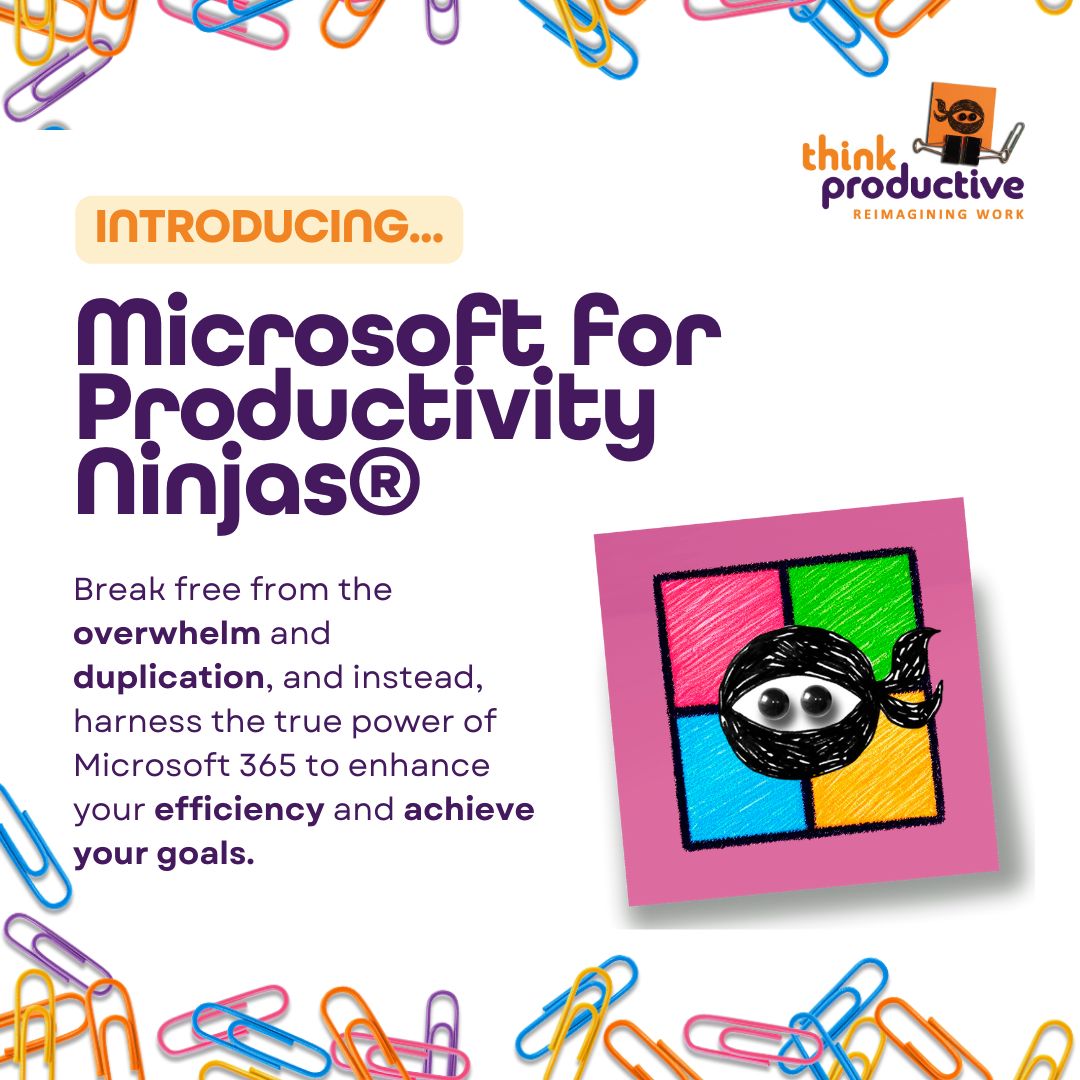 Microsoft for Productivity Ninjas!

Our workshop is designed for budding Microsoft Ninjas! Learn how to use and connect features across Microsoft apps to make productivity gains. Let's chat: zurl.co/Kdqv

#productivitytools #productivitytips #msoffice #productivity