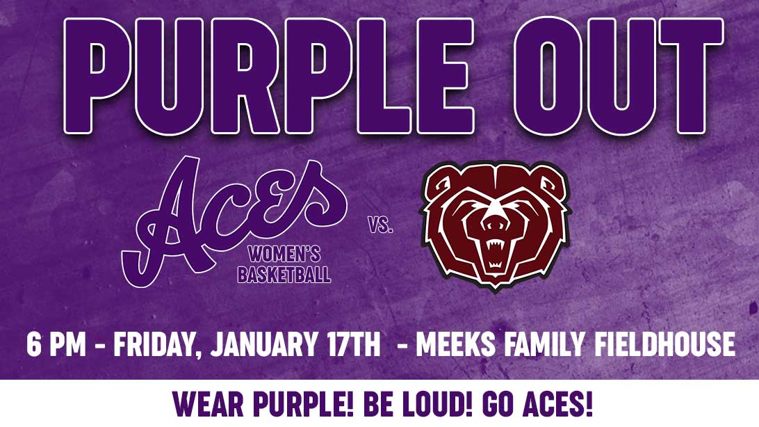 𝒫𝓊𝓇𝓅𝓁𝑒 𝒪𝓊𝓉 🟣

It's a Purple Out for Purple Friday inside Meeks Family Fieldhouse!

Help us fill Meeks on Friday night as we battle Missouri State at 6 PM!

Wear Purple! Be Loud! Go Aces!

🎟️ bit.ly/47gHDxf
🟣 #ForTheAces