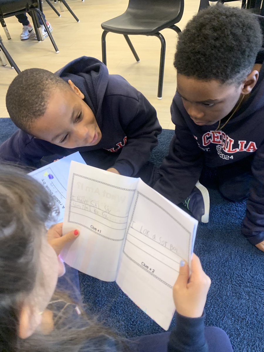 MrsLangdonHCDSB's tweet photo. Mystery solved! We worked hard creating a book of clues to help our friends guess our 3D solid! 🧊🏀🗻@StCeciliaHCDSB https://t.co/zaBm9xJskx
