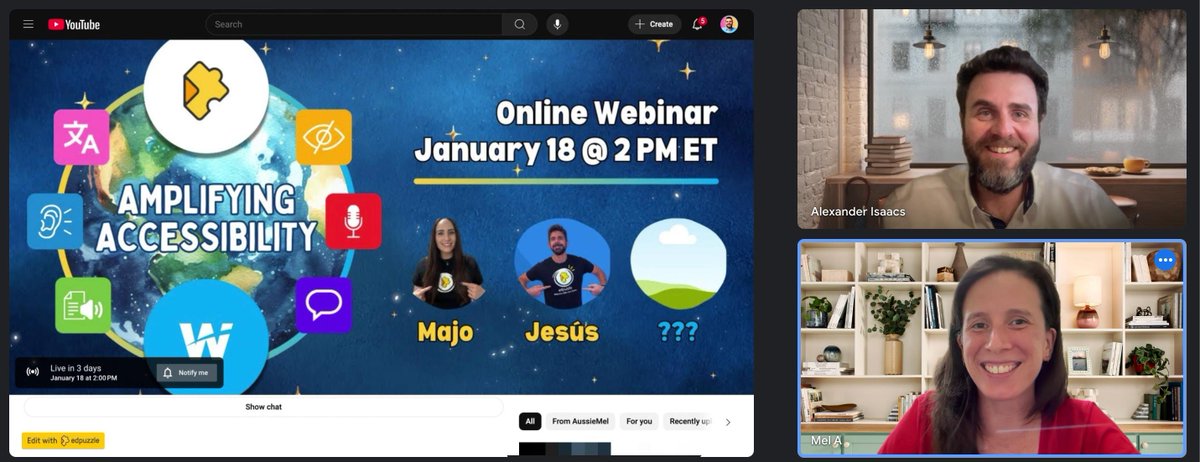 Mel A (@fungooli) on Twitter photo ๐๐๐ Sneak peek ๐๐๐
Coming to you this Saturday!
The first episode of #AmplifyingAccessibility ๐ฅฐ
๐ฌJoin live: youtube.com/watch?v=zzXwHfโฆ
๐<a href="/MajoTechMaker/">Majo Araujo</a> <a href="/FlippedTECHer/">Jesรบs Sรกnchez</a> <a href="/mr_isaacs_math/">๐จ๐๐๐ ๐ฐ๐๐๐๐๐, ๐ด.๐ฌ๐
. ๐ง๐ปโโ๏ธ</a> <a href="/edpuzzle/">Edpuzzle</a> + ???๐ต๏ธ ๐๐๐ Sneak peek ๐๐๐
Coming to you this Saturday!
The first episode of #AmplifyingAccessibility ๐ฅฐ
๐ฌJoin live: youtube.com/watch?v=zzXwHfโฆ
๐<a href="/MajoTechMaker/">Majo Araujo</a> <a href="/FlippedTECHer/">Jesรบs Sรกnchez</a> <a href="/mr_isaacs_math/">๐จ๐๐๐ ๐ฐ๐๐๐๐๐, ๐ด.๐ฌ๐
. ๐ง๐ปโโ๏ธ</a> <a href="/edpuzzle/">Edpuzzle</a> + ???๐ต๏ธ