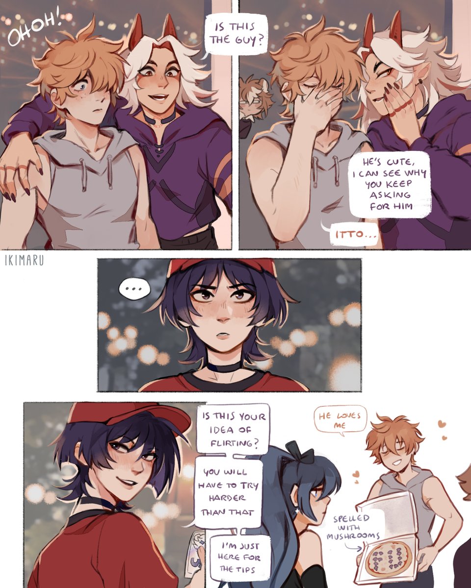 they're flirting through pizza.. #chiscara