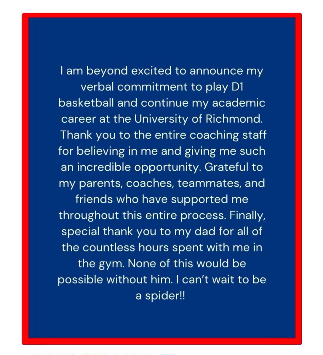 COMMITTED💙❤️🕷️ #OneRichmond 

<a href="/CoachRous/">Aaron Roussell</a> <a href="/SpiderWBBall/">Richmond Women’s Basketball</a> <a href="/SpiderAthletics/">Richmond Athletics</a> <a href="/A10WBB/">Atlantic 10 WBB</a> <a href="/BenetGBB/">Benet Girls Basketball</a> <a href="/wolverinas2026/">Wolverinas Basketball U17</a>