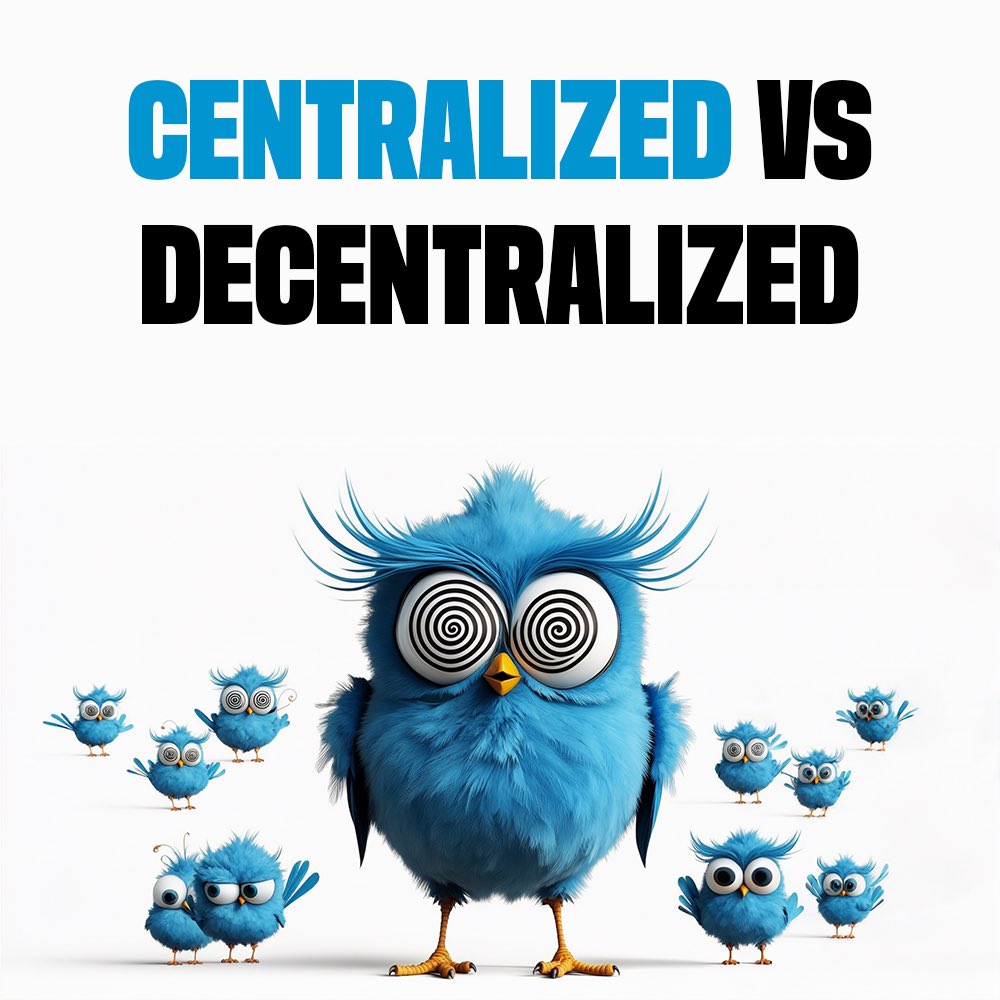projbluebirds's tweet photo. 🌐 Centralized vs. Decentralized: What’s the Difference? 🐦💎

In the world of finance and technology, centralized and decentralized systems are two very different ways of doing things. Let’s break it down:

Centralized Systems

💼 Controlled by a single authority (like banks or big companies).
🔒 All decisions and data pass through this central authority.
📊 Example: Traditional banks manage all your money and transactions.

Decentralized Systems

🌐 No single point of control—decisions are made by the network.
🔓 Data is distributed across many nodes, making it transparent and secure.
📊 Example: Cryptocurrencies like Bitcoin and Solana are managed by the community, not a central entity.

Key Differences
•Control: Centralized = One authority; Decentralized = Everyone participates.
•Security: Decentralized systems are harder to hack because there’s no single point of failure.
•Transparency: Decentralized systems let everyone verify transactions on the blockchain.

Why It Matters
Decentralization empowers YOU. No middlemen, more transparency, and greater control over your assets. It’s why crypto is revolutionizing how we think about finance.

Are you team Centralized or Decentralized? Comment below! 💬✨

#CryptoEducation #Decentralization #BlockchainBasics #ProjectBlueBirds #JoinTheFlock