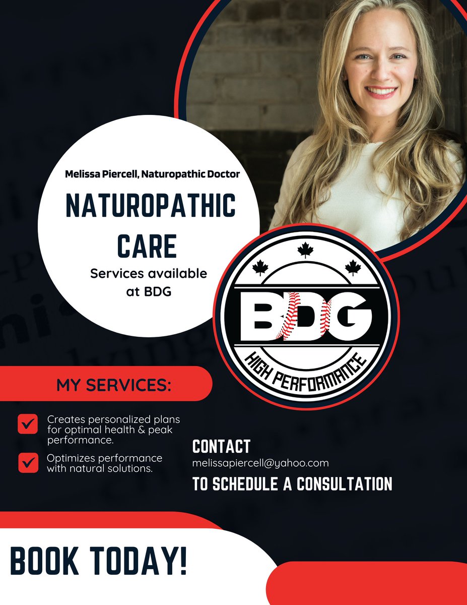 Baseball Development Group (@the__bdg) on Twitter photo 🌿 BDG’s Ongoing Partnership with Dr. Melissa Piercell! 🌿
💰 Pricing:
Initial Visit (60 min): $185
Follow-Ups (30-45 min): $95-$130
B12 Injections: $25
Elevate your health and performance today! Contact melissapiercell@yahoo.com to book your consultation. 🌿 BDG’s Ongoing Partnership with Dr. Melissa Piercell! 🌿
💰 Pricing:
Initial Visit (60 min): $185
Follow-Ups (30-45 min): $95-$130
B12 Injections: $25
Elevate your health and performance today! Contact melissapiercell@yahoo.com to book your consultation.