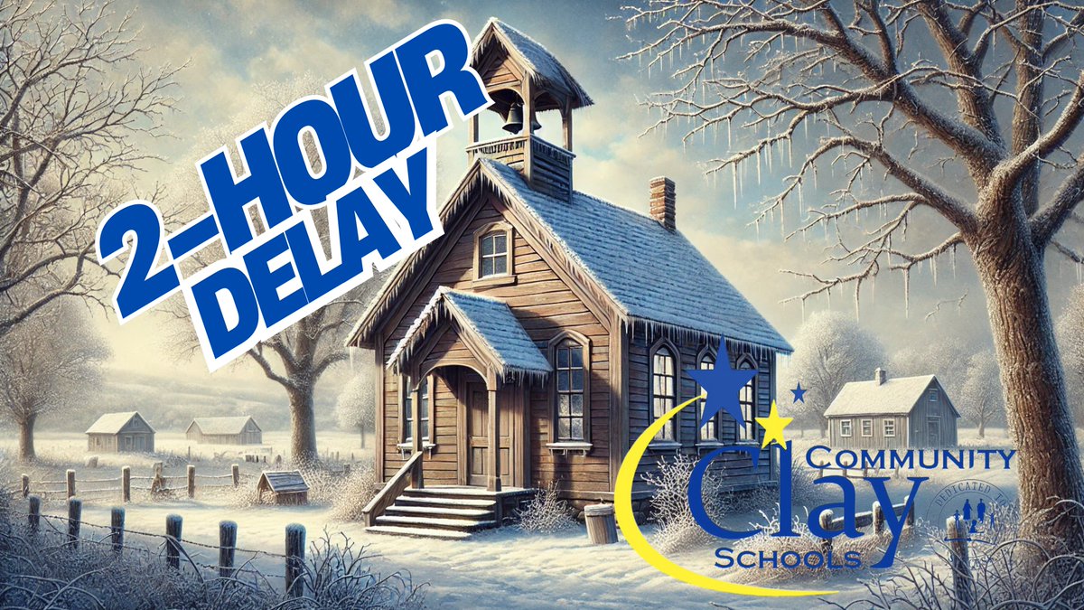 Clay Community Schools will be operating on a 2-hour delay tomorrow, Wednesday, January 15.