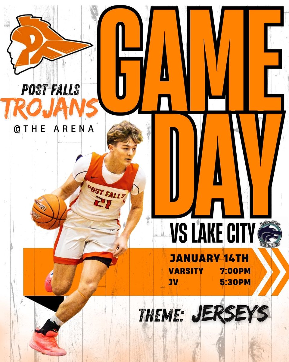 Game Night Alert!
The Post Falls Trojan Boys are back at The Arena! They will be at home against the Lake City Timberwolves. Varsity tip-off is at 7:00 PM. Grab your jerseys and come out to show your Trojan pride!#GoTrojans #SupportTheTeam #PostFallsTrojanPride #TrojanNation