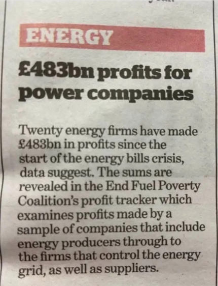 BladeoftheS's tweet image. Rishi Sunak could have nationalised the lot with the £200bn he gave them for nothing in bill subsidies.

And we would have already made nearly £300bn profit in just 3 years.
