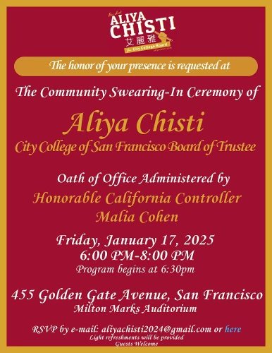 Please Join me for the community swearing in this Friday at 455 Golden Gate Ave, San Francisco at 6pm. Please use the link below to RSVP! See you there! docs.google.com/forms/d/e/1FAI…