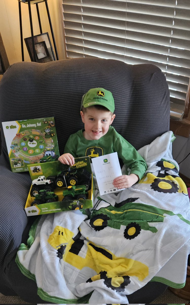 Hasn't been a doubt in our mind that <a href="/JohnDeere/">John Deere USA</a> is the best since my grandpa bought that first 4020 back in the 60's, today they proved why, after hearing it was Coopers birthday they sent an awesome gift package and this little boy is over the moon about it! Thank you so much!