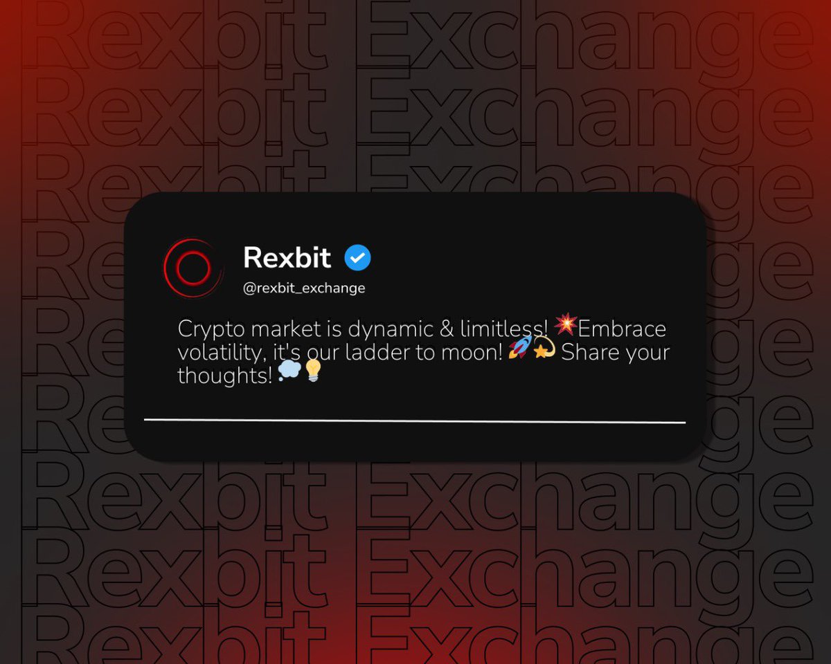 rexbit_exchange's tweet image. Crypto market is dynamic &amp;amp; limitless! 💥Embrace volatility, it&apos;s our ladder to moon! 🚀💫 

Share your thoughts! 💭💡