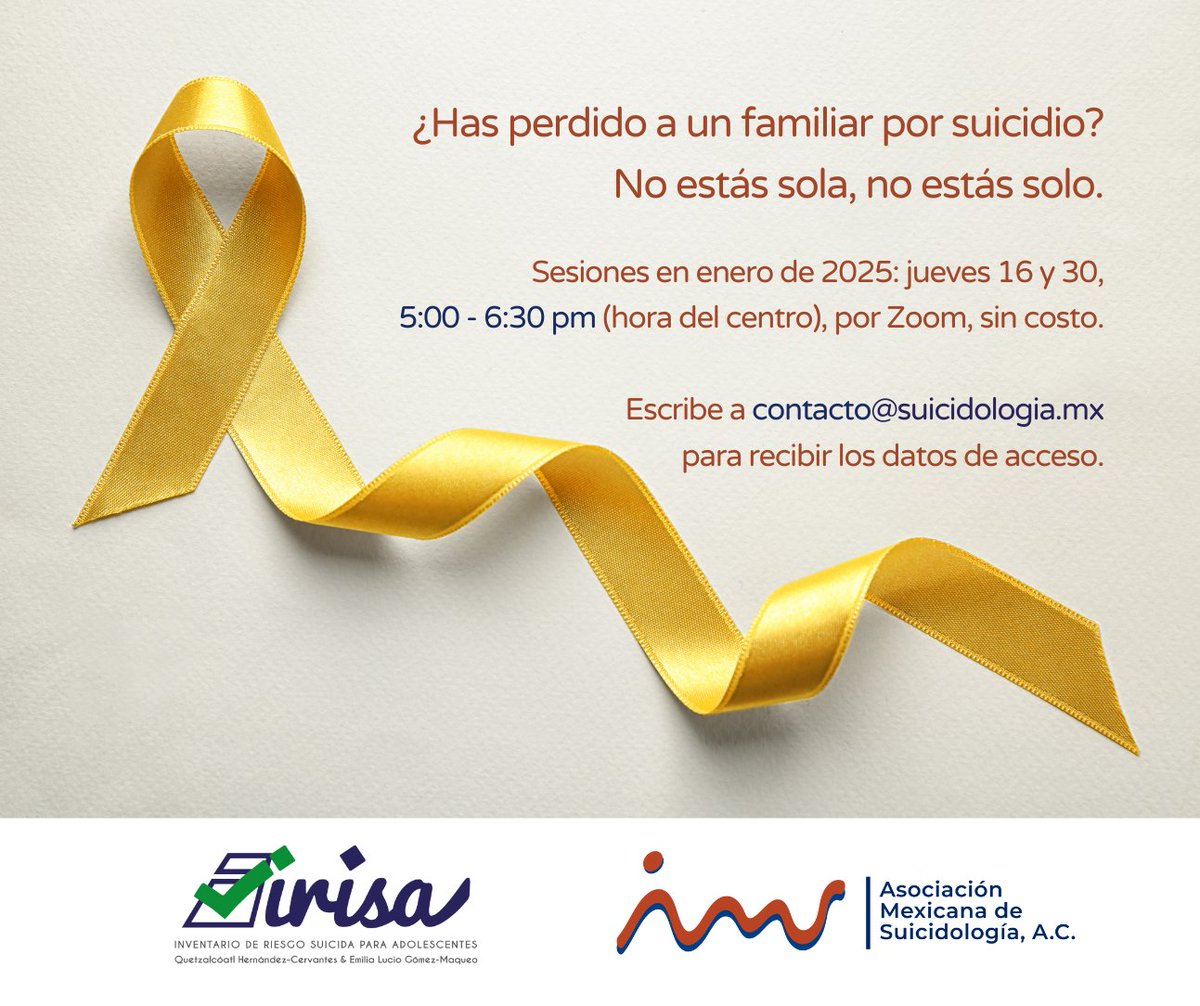 Los grupos de #ayudamutua en procesos de #duelo por un #suicidio forman parte de las acciones de #postvención en #Suicidología. Este proyecto social es coordinado por el Dr. Quetzalcóatl Hernández Cervantes, uno de los socios fundadores de #AMS, #psicoterapeuta y #suicidólogo.