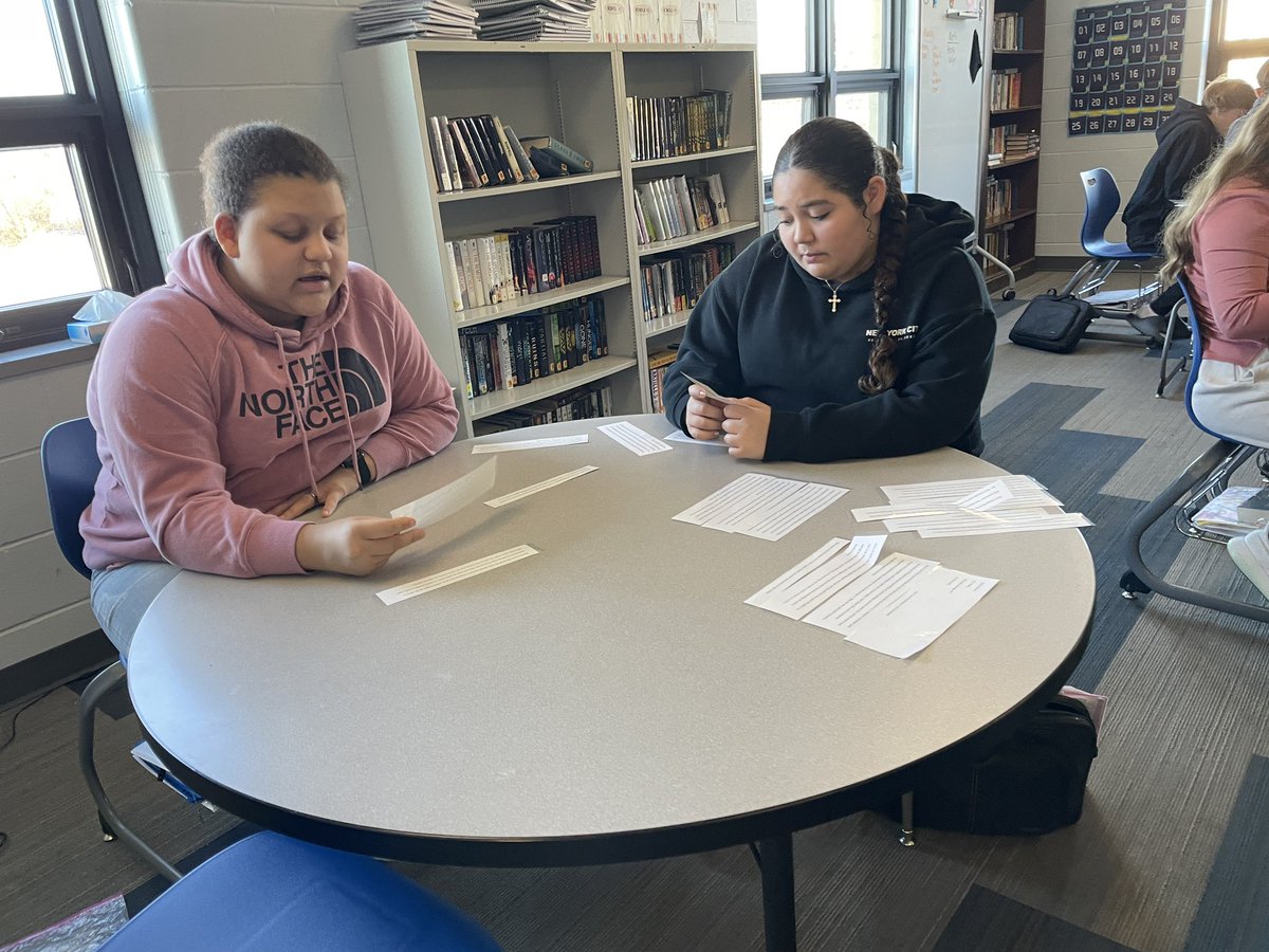 8th grade <a href="/WCSWarhawks/">WCSWarhawks</a> used their critical thinking skills and prior knowledge to reconstruct a scrambled exemplar essay. Watching them collaborate, debate, and connect ideas makes this one of my favorite activities of the year! #wcsflight