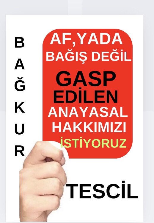 BagkurTescilMagdurları (@huseyintescil) on Twitter photo <a href="/BAGKURDERNEGI/">BAĞKUR VE EMEKLİLERİ DERNEĞİ (BAĞ-DER)</a> 04 Ekim 2000'den önce hak kaybı yaşayan
#BağKurTescilMağdurları ❗️
Acil yasa bekliyor.
#BağKurPrimEşitleme
#BağKurİhya
#BağKurMağdurları
#BağKurEmeklileri
<a href="/herkesicinCHP/">CHP 🇹🇷</a>
<a href="/iyiparti/">İYİ Parti</a>
<a href="/eczozgurozel/">Özgür Özel</a>
<a href="/memetsimsek/">Mehmet Simsek</a>
<a href="/B_Palandoken/">Bendevi Palandöken</a>
<a href="/HMBakanligi/">T.C. Hazine ve Maliye Bakanlığı</a>
<a href="/TBMMresmi/">TBMM</a>
<a href="/tcbestepe/">T.C. Cumhurbaşkanlığı</a>
<a href="/csgbakanligi/">T.C. Çalışma ve Sosyal Güvenlik Bakanlığı</a> <a href="/BAGKURDERNEGI/">BAĞKUR VE EMEKLİLERİ DERNEĞİ (BAĞ-DER)</a> 04 Ekim 2000'den önce hak kaybı yaşayan
#BağKurTescilMağdurları ❗️
Acil yasa bekliyor.
#BağKurPrimEşitleme
#BağKurİhya
#BağKurMağdurları
#BağKurEmeklileri
<a href="/herkesicinCHP/">CHP 🇹🇷</a>
<a href="/iyiparti/">İYİ Parti</a>
<a href="/eczozgurozel/">Özgür Özel</a>
<a href="/memetsimsek/">Mehmet Simsek</a>
<a href="/B_Palandoken/">Bendevi Palandöken</a>
<a href="/HMBakanligi/">T.C. Hazine ve Maliye Bakanlığı</a>
<a href="/TBMMresmi/">TBMM</a>
<a href="/tcbestepe/">T.C. Cumhurbaşkanlığı</a>
<a href="/csgbakanligi/">T.C. Çalışma ve Sosyal Güvenlik Bakanlığı</a>