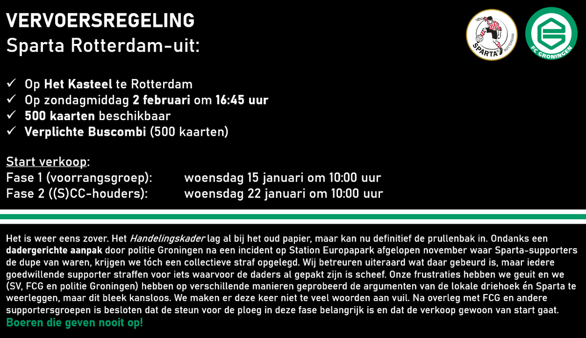 Wedstrijdzaken Supportersvereniging FC Groningen tweet media