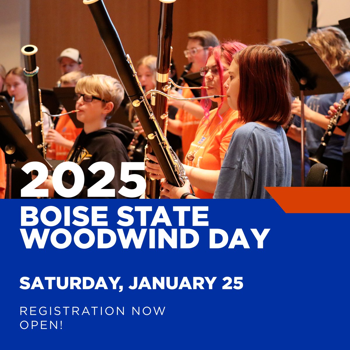 Boise State Music is thrilled to bring back its popular workshop for woodwind players in grades 6-12 on Saturday, January 25th, 2025. For more info or to register, please visit the link below! #BoiseState

boisestate.edu/music-camps/wo…