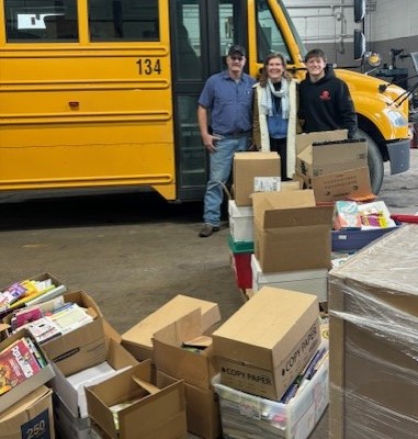 Jones Dairy 3rd Graders held a book drive last fall. Approximately 4,000 books were collected! The books were recently delivered to Ashe and Avery Co. schools who were very appreciative. These books will be given to their families who are still displaced.