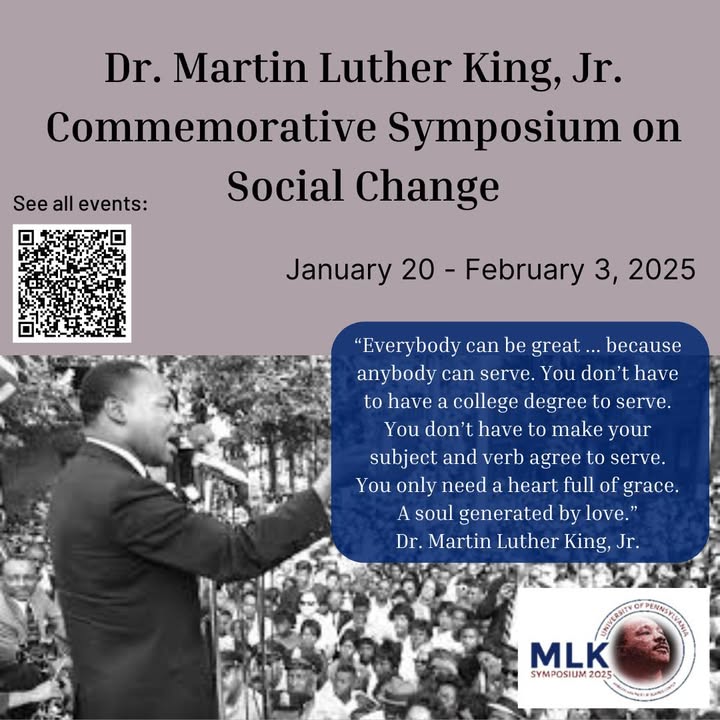 PennGradCenter's tweet photo. Each January, the University of Pennsylvania and our surrounding communities come together to commemorate the life and legacy of Dr. Martin Luther King, Jr. 

For more details and a full event listing, visit https://t.co/gIIx3sbE3n https://t.co/Nq9pUM0uU8
