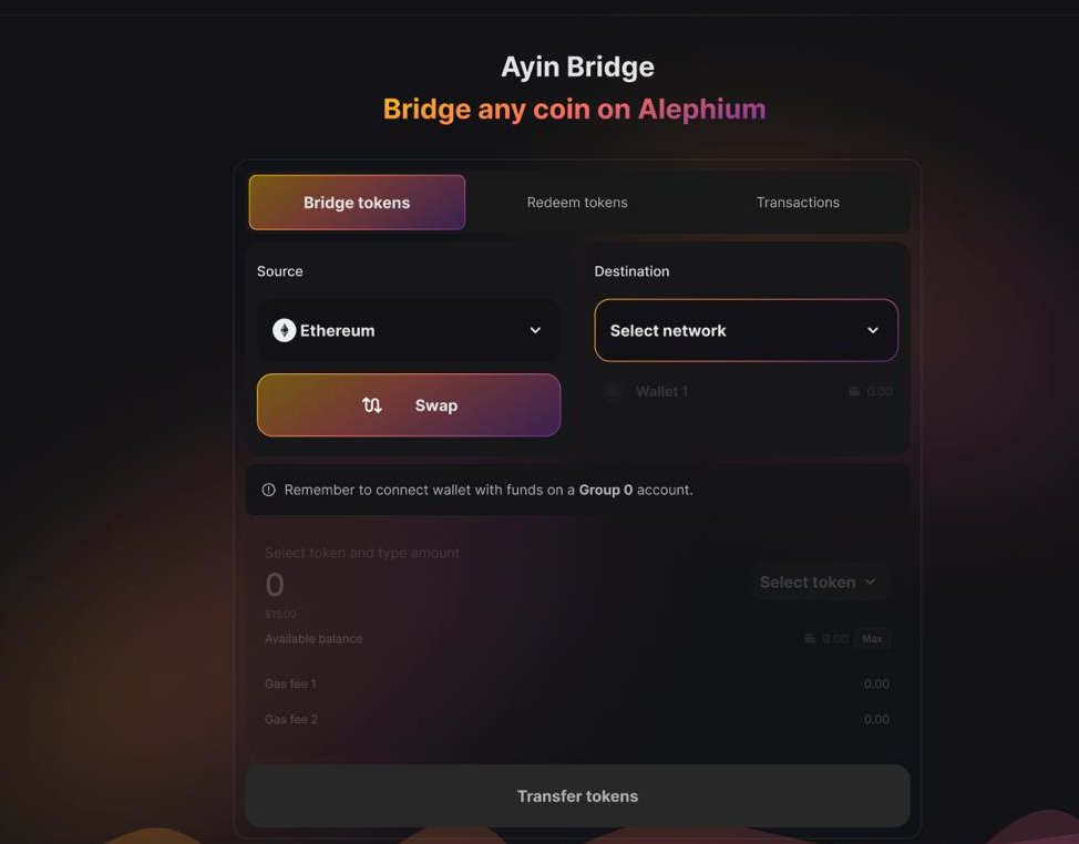 The $AYIN MetaBridge creates a seamless bridging experience between Ethereum, BSC, and <a href="/alephium/">Alephium</a>  💪

Users can utilize direct $USDT transfers, creating a seamless and easy way to use AYIN. 🔥

The MetaBridge can be accessed here 👇 beta.ayin.app/bridge