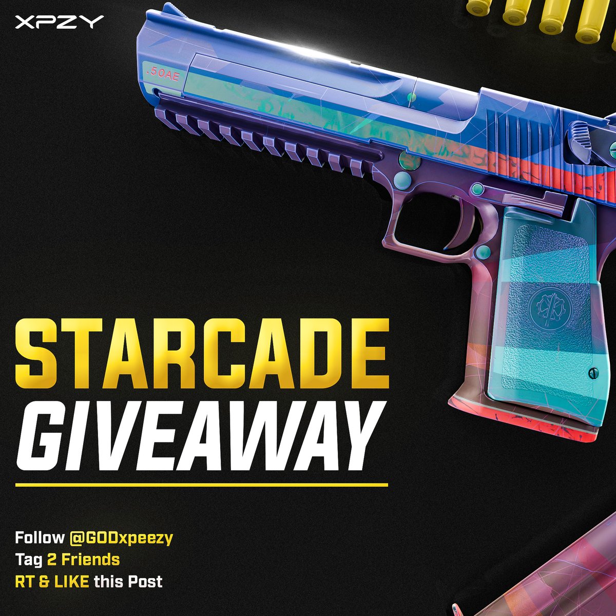 godxpEEzY's tweet photo. 🔥 FN Starcade Giveaway 🔥

☑️ Desert Eagle | Starcade (Factory New) – $250

How to enter:
* Follow @godxpEEzY 
* Like &amp; RT this post 💟+🔁
* Tag 2 friends

🔥 Extra entry if you subscribe to my YT and post a SS.
https://t.co/QR8THifX5n 🔥

#giveaway #cs2 https://t.co/kq2Vieh6q9