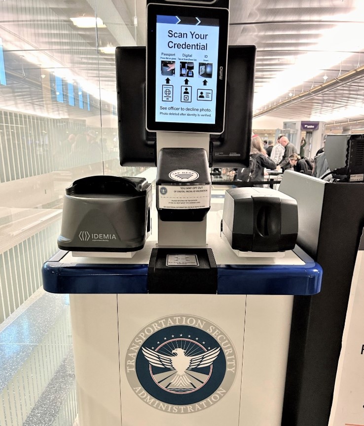 TSA_Pekoske's tweet photo. Did you notice any of our new tech during recent travels? At @TSA, we're rolling out CAT-2, our credential authentication tech using facial recognition for faster, more secure passenger identification. The facial recognition step is optional, balancing security with strong privacy protections and ensuring we protect your civil rights & liberties.