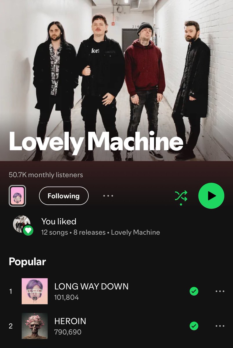 Lovely_Machine's tweet photo. Thanks for 50k monthly listeners and over 100k streams on LONG WAY DOWN!! 🙏 https://t.co/50DTyGOsdq