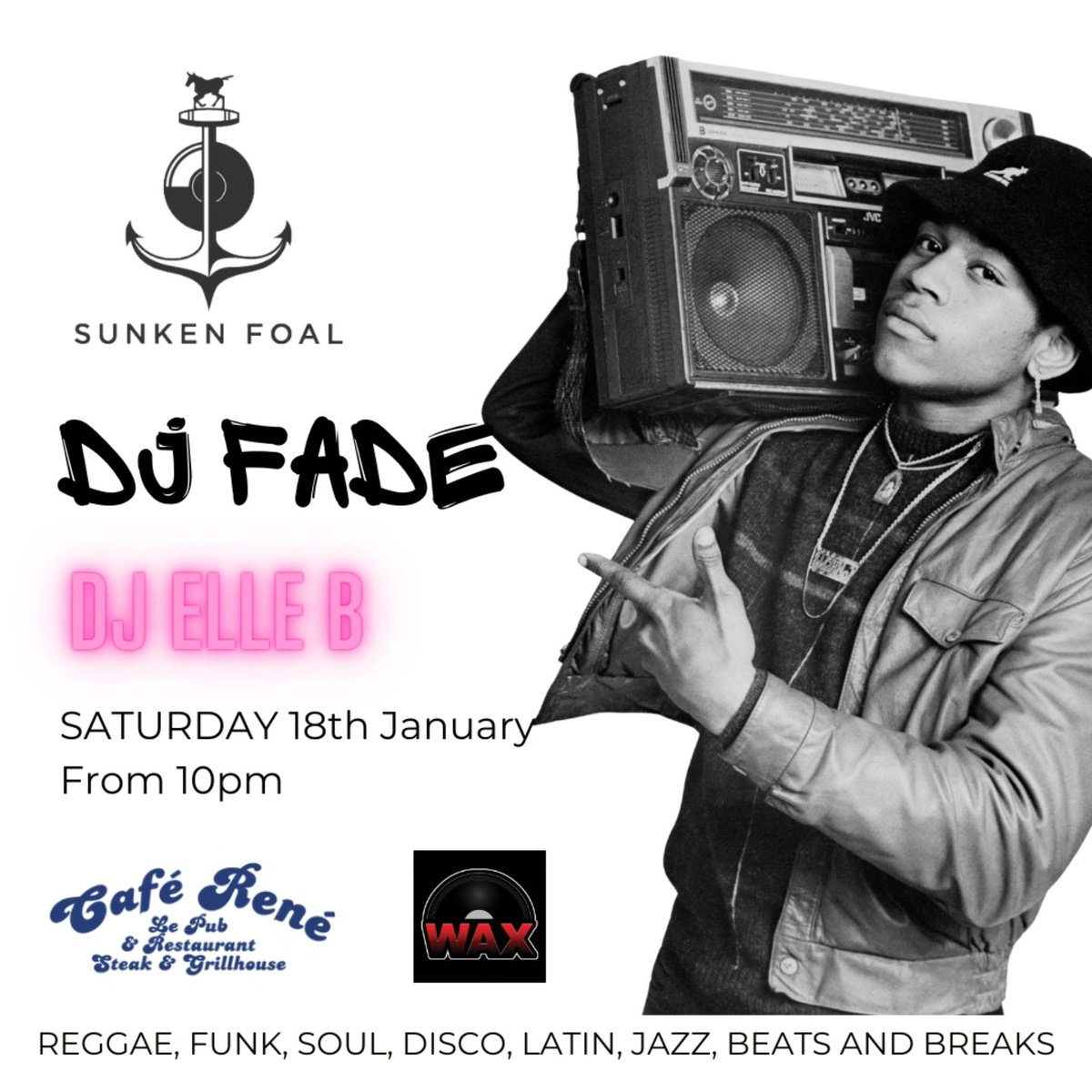 This Saturday, if your in #Gloucester why don't you pop into the legendary <a href="/CafeRene/">Cafe Rene</a> and enjoy a boogie.

DJs on the night are <a href="/DeeJayFade/">DJ FADE</a> and Elle B, rocking it til the early hours!