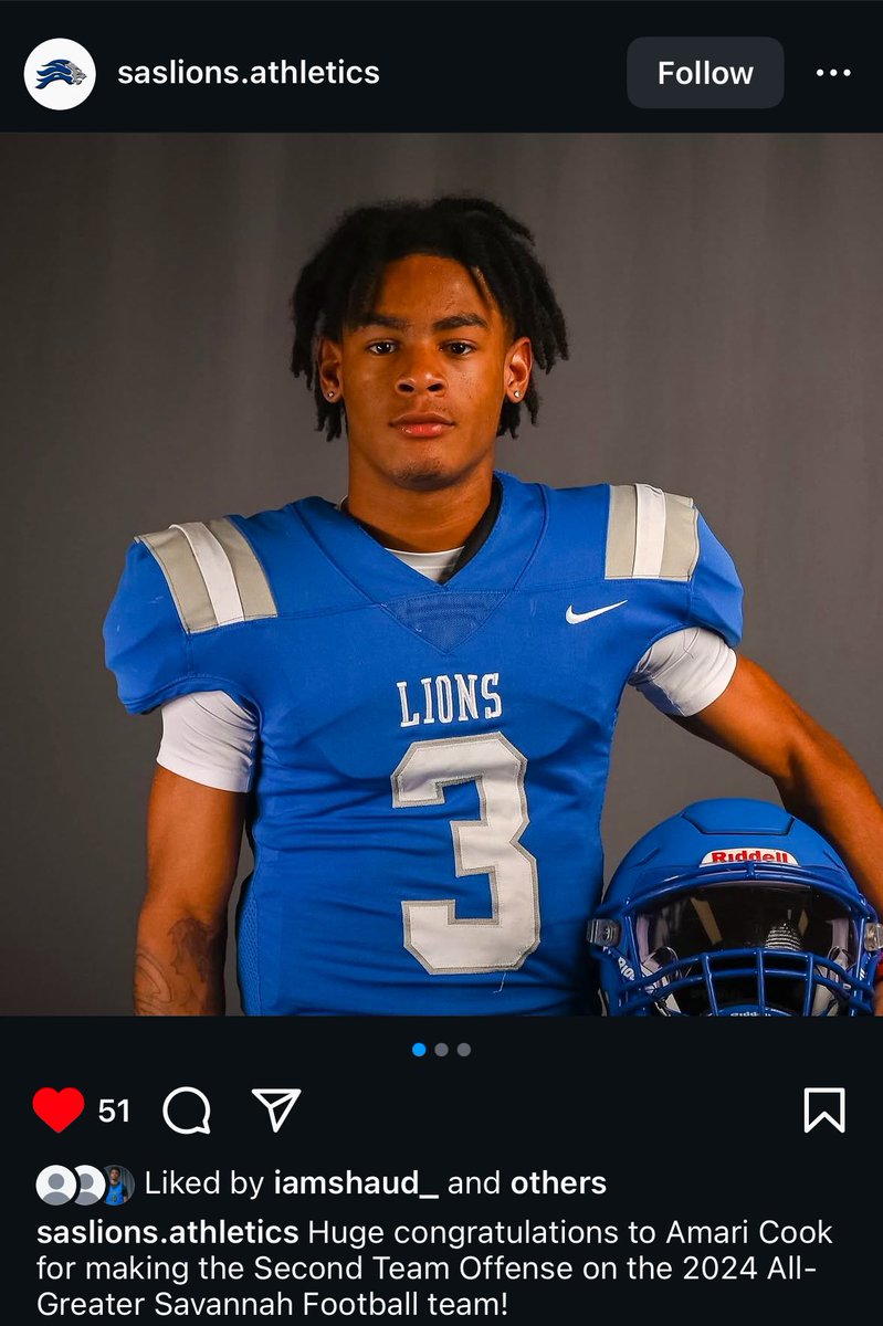 Amari cook (@iamamari2_) on Twitter photo Honored for making the Second Team Offense on the 2024 All-Greater Savannah Football team! #golions #AGTG <a href="/SASFootball2024/">SAS Football</a> Honored for making the Second Team Offense on the 2024 All-Greater Savannah Football team! #golions #AGTG <a href="/SASFootball2024/">SAS Football</a>