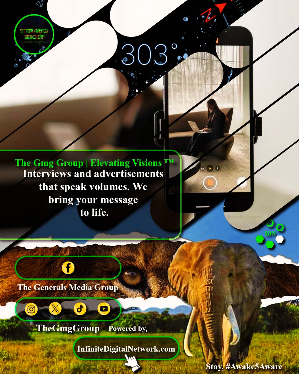 TheGmgGroup's tweet photo. Interviews and advertisements that speak volumes. We bring your message to life. Stay, #Awake5Aware ☆ The Gmg Group | Elevating Visions | Branded & Marketed By https://t.co/nw5TCBSbKy | это любовь 💚 Rαs ☆ 303 #AdvertisementExcellence #StorytellingArt #InfiniteDigital ™ https://t.co/fnNE8bwPDf