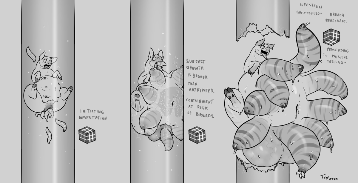 January's rotating sketches

-Pig infestation trial

If you want to see more like this, or get monthly sketches and other perks, please consider supporting me on Fanbox or subscribestar:
tobyart.fanbox.cc
subscribestar.adult/tobyart