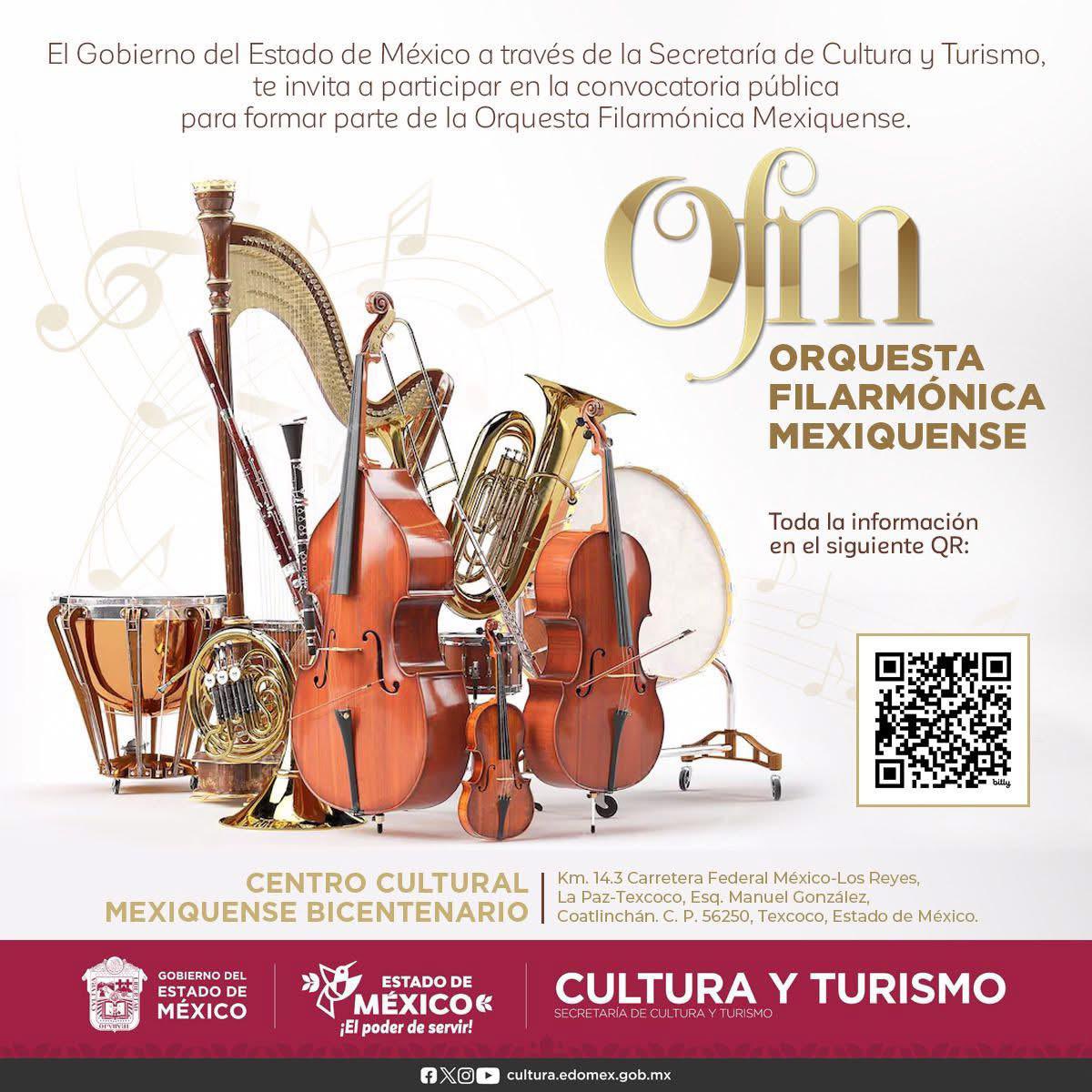 OSEM (@osemoficial) on Twitter photo Invitamos a las y los jóvenes del <a href="/Edomex/">Gobierno del Estado de México</a> al proceso de asignación de estímulos para integrarse a la Orquesta Filarmónica Mexiquense.
Toda la información de la convocatoria para la audición publica en el <a href="/ccmbcultura/">Centro Cultural MB</a> en: osem.edomex.gob.mx/convocatoria Invitamos a las y los jóvenes del <a href="/Edomex/">Gobierno del Estado de México</a> al proceso de asignación de estímulos para integrarse a la Orquesta Filarmónica Mexiquense.
Toda la información de la convocatoria para la audición publica en el <a href="/ccmbcultura/">Centro Cultural MB</a> en: osem.edomex.gob.mx/convocatoria