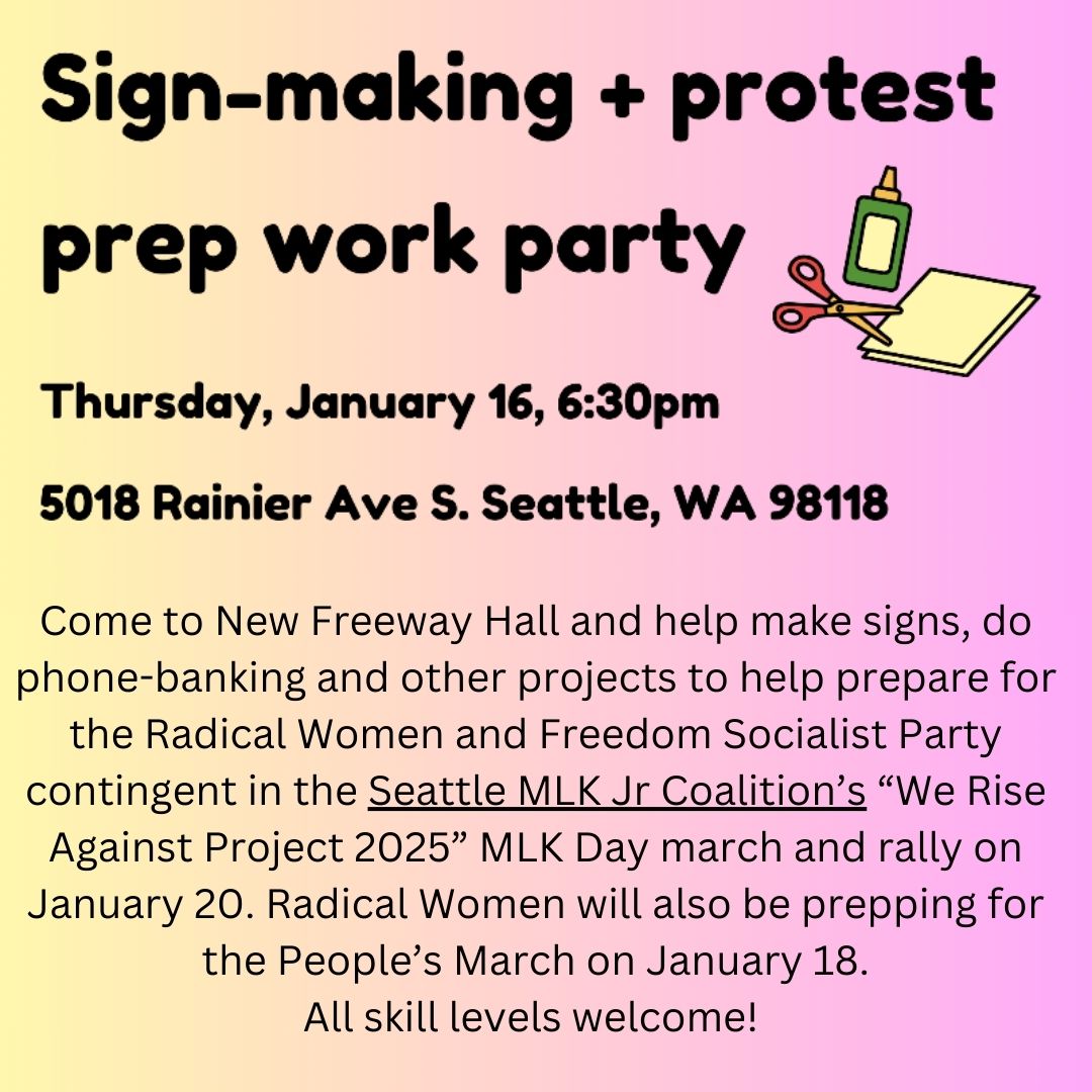 radicalwomenus's tweet photo. Thursday, January 16, 6:30pm 
Light snacks and drinks available for donation.

All skill levels welcome!

New Freeway Hall, 5018 Rainier Ave S. Seattle
On #7 bus, near Columbia City light rail station.

For information: RW.Seattle@RadicalWomen.org, (206) 722-6057 https://t.co/UEMZtPNxxP