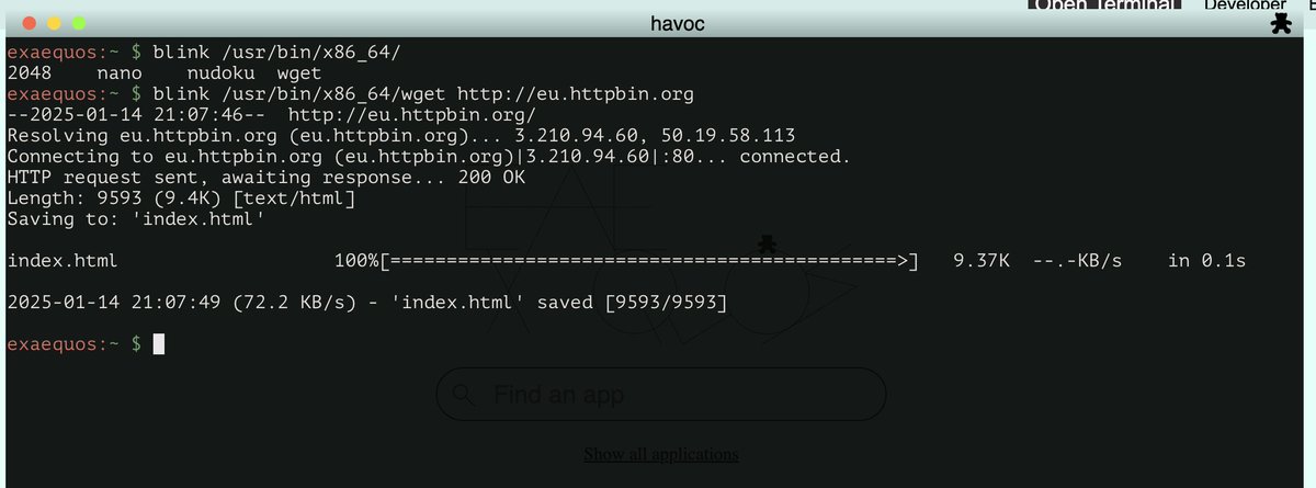 exaequOS is now able to run x86_64 Linux executables thanks to blink emulator. Graphics are coming
<a href="/JustineTunney/">Justine Tunney</a> @itsfoss2 <a href="/emscripten/">Emscripten</a>