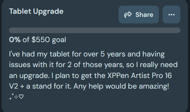 kristyjpg's tweet photo. Issues with my tablet have gotten worse the last few days. I can't draw without it turning off/having connection issues. I'll be very thankful with any help on the goal I have for a new one 🌿💜 https://t.co/Gi3ELgJI5d