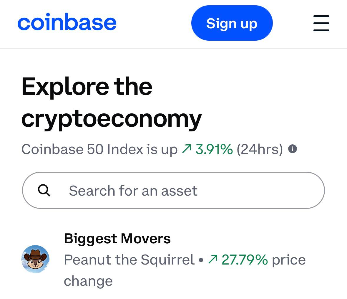 look who's on the front page of <a href="/coinbase/">Coinbase 🛡️</a> $PNUT 🥜🐿️