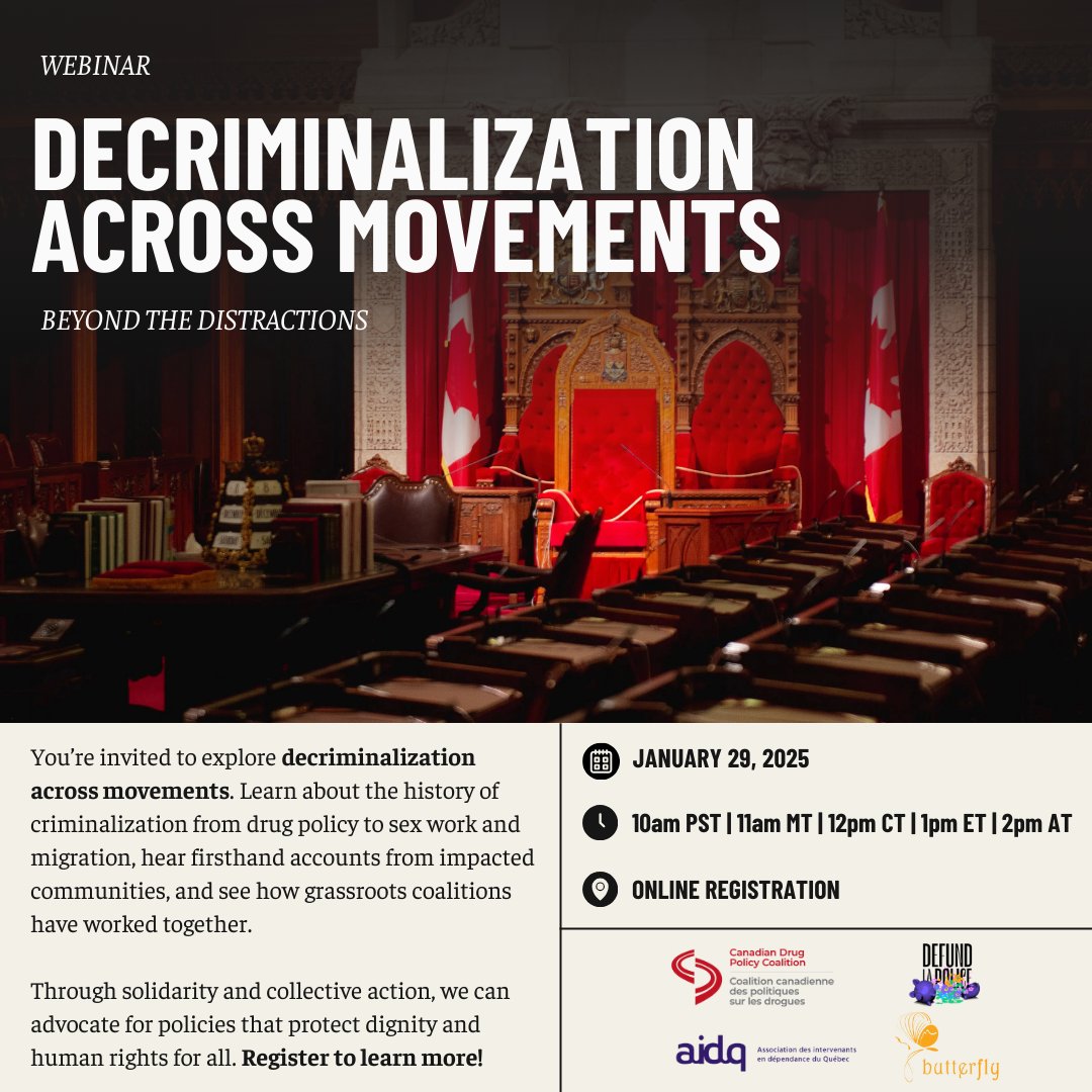 [WEBINAR] Decriminalization Across Movements: explore the history of criminalization faced by various communities, hear firsthand accounts from those directly affected &amp; examine how grassroots movements &amp; coalitions have worked together.

Register here: us06web.zoom.us/webinar/regist…