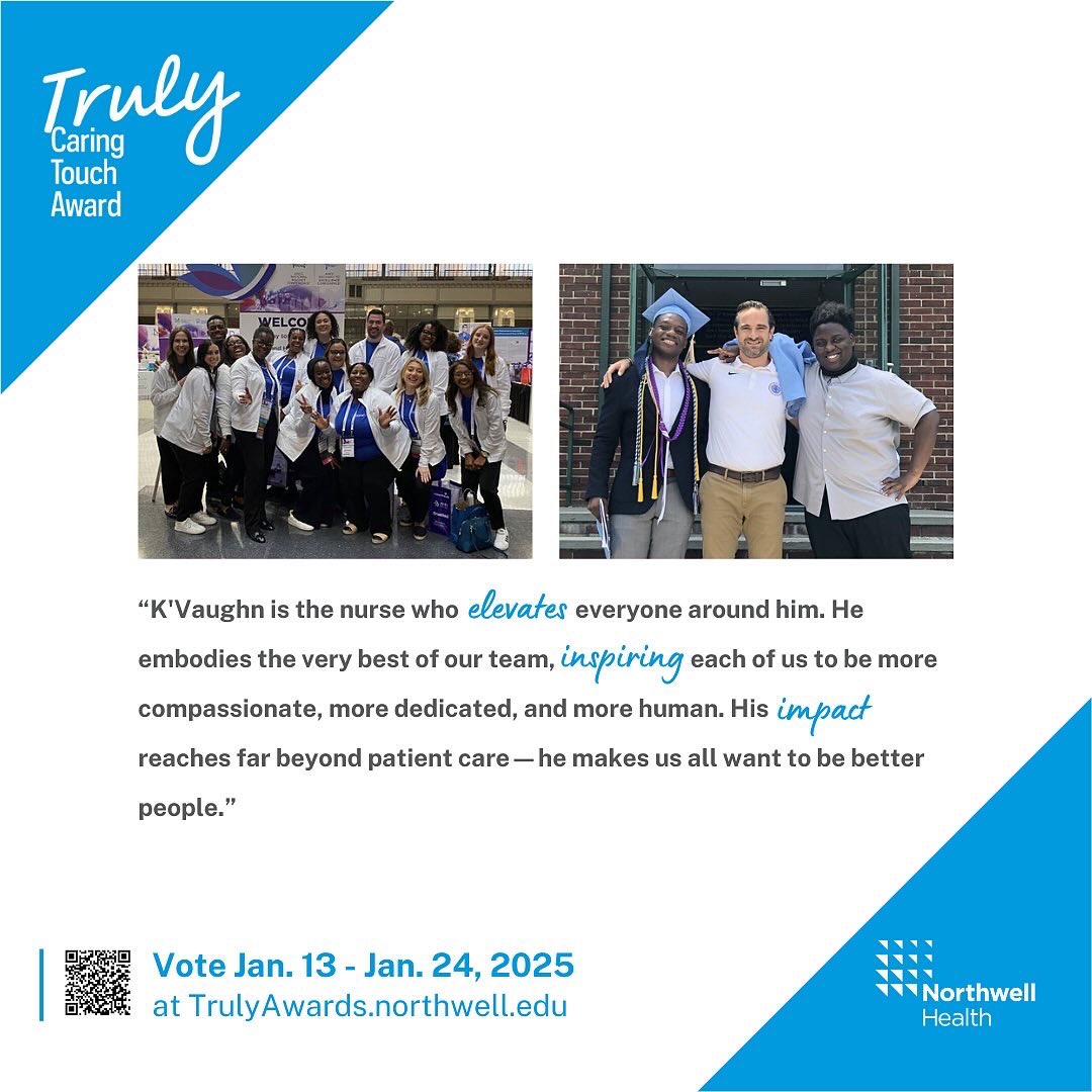 Lenox Hill Neurosurgery (@lenoxneurosurg) on Twitter photo Congratulations to K’Vaughn D. Dames, RN, on being named a finalist for the 2025 Truly Caring Touch Award! 🏆🎉
Please joining us in recognizing K’Vaughn by casting your vote by at TrulyAwards.northwell.edu by Jan 24.
🗳️Note: voting is open to <a href="/NorthwellHealth/">Northwell Health</a> employees only Congratulations to K’Vaughn D. Dames, RN, on being named a finalist for the 2025 Truly Caring Touch Award! 🏆🎉
Please joining us in recognizing K’Vaughn by casting your vote by at TrulyAwards.northwell.edu by Jan 24.
🗳️Note: voting is open to <a href="/NorthwellHealth/">Northwell Health</a> employees only
