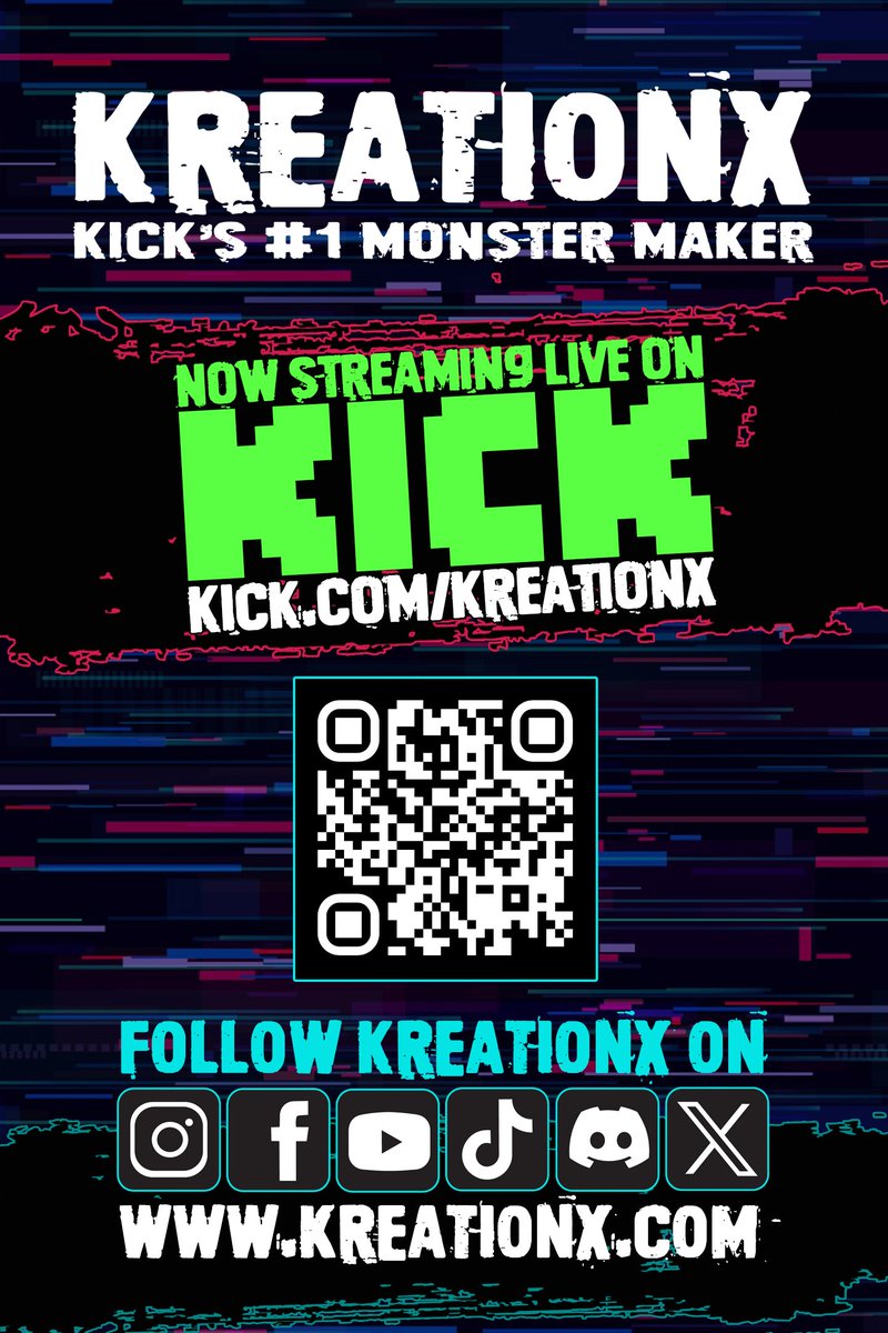 kreationX's tweet image. Updating the biz cards.
Once again, Homogenizing the overall looks of my streaming life and KX socials.  

I print these with rounded corners about the size of a playing card, and send out thousands of them each year with orders to customers. 

#kick 
#kickartcrew
#monstermaker