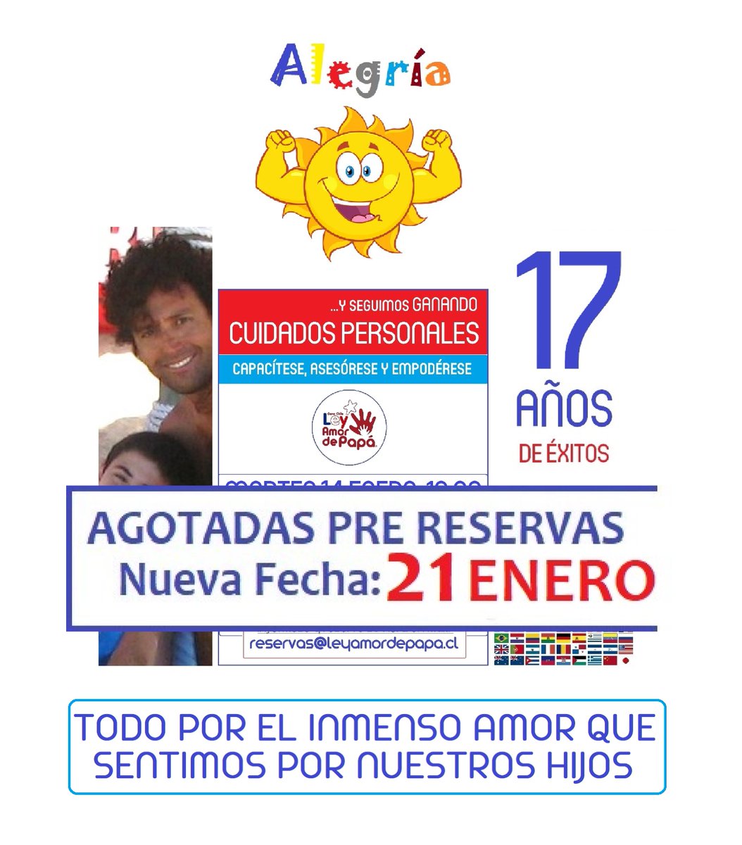 AmordePapa's tweet photo. ¡GRACIAS y FELICITACIONES A TODOS LOS PAPÁS QUE YA SE INSCRIBIERON!

¡VAMOS CON TODO EN LA DEFENSA DE LOS DERECHOS DE NUESTROS HIJOS gracias a nuestra #LEYAMORDEPAPÁ !

Le invitamos a escribirnos al mail: reservas@leyamordepapa.cl

@AmordePapa 

https://t.co/JvIp16yZ1n https://t.co/Lc6EoBu8Tb