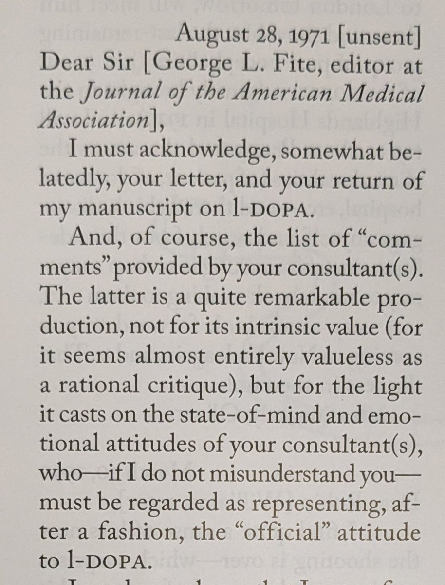 MalikMashail's tweet image. Oliver Sacks' letter to a journal editor in response to a set of bad reviews