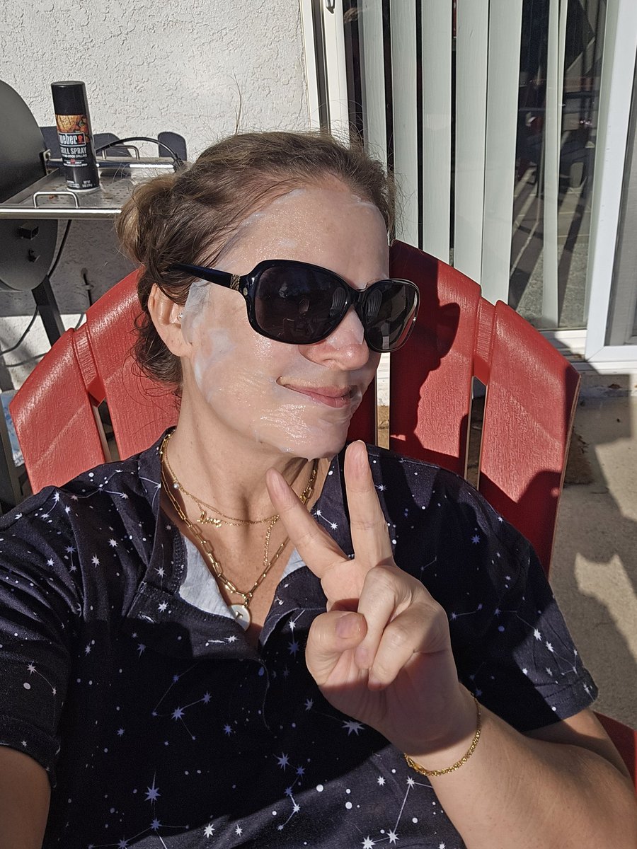 One week after my hysterectomy and I'm still sedentary, but I'm more awake today than I have been for a week. Using my time to self care my face while getting wrinkles in the sun. Do they cancel out?