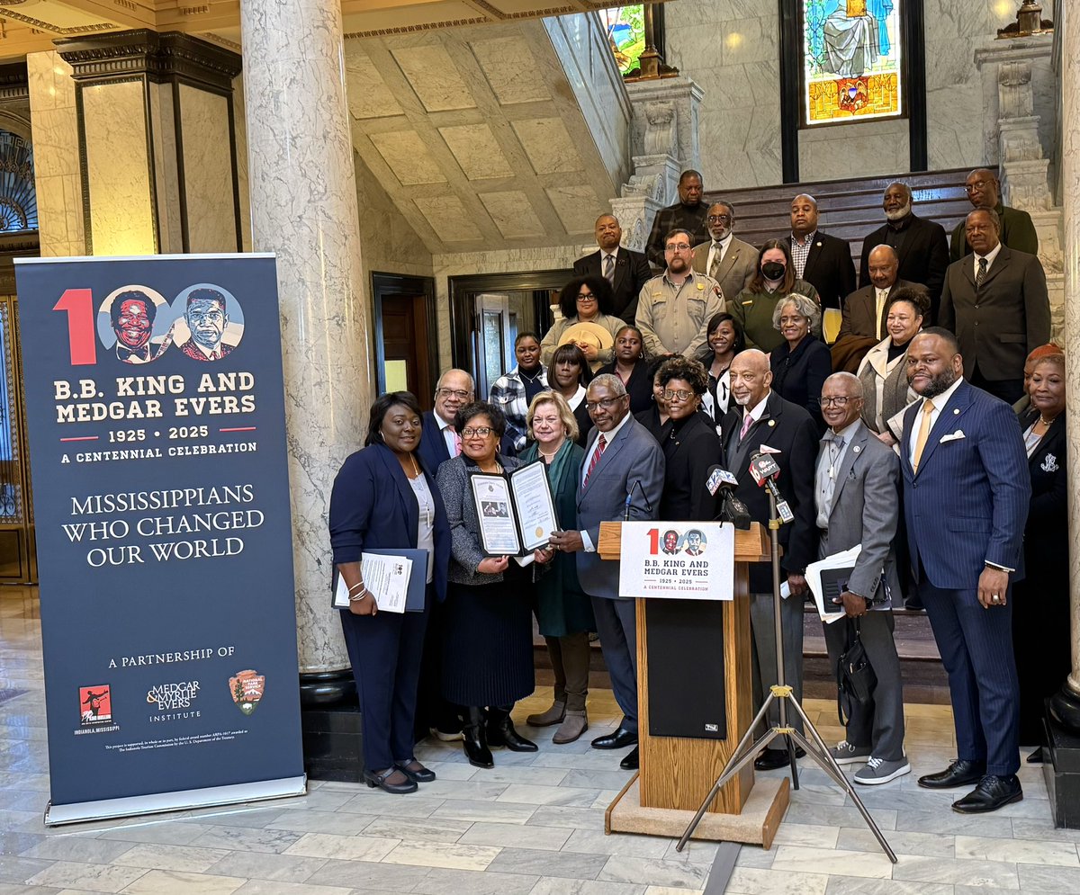 As a proclamation by <a href="/tatereeves/">Governor Tate Reeves</a> today is the Centennial Celebration Day of "two towering figures," #MedgarEvers + #bbking  native sons who have made a worldwide impact, launching yearlong activities to celebrate these legends' centennial birthdays. <a href="/_NatParkService/">NationalParkServices</a> <a href="/MMEI63/">Medgar&MyrlieEversInstitute</a>