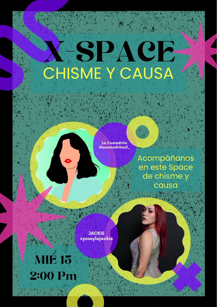 Chamaques! Nos vemos mañana 2:00 p.m. en Spaces con <a href="/lacomadritaof_/">La Comadrita</a> 🤍