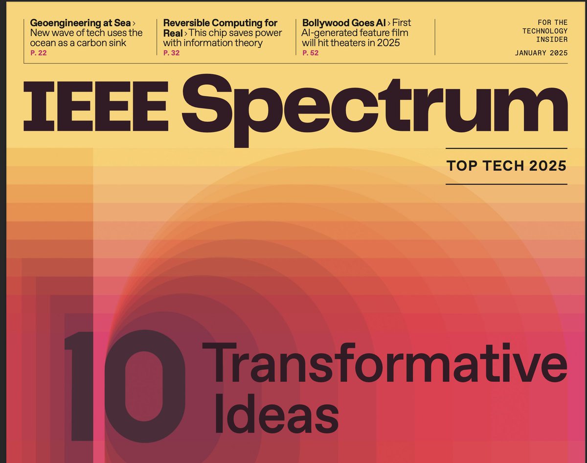 Reversible Computing on the cover of IEEE Spectrum selected as one of the top 10 transformative ideas of 2025: "Reversible Computing for Real"
spectrum.ieee.org/reversible-com…