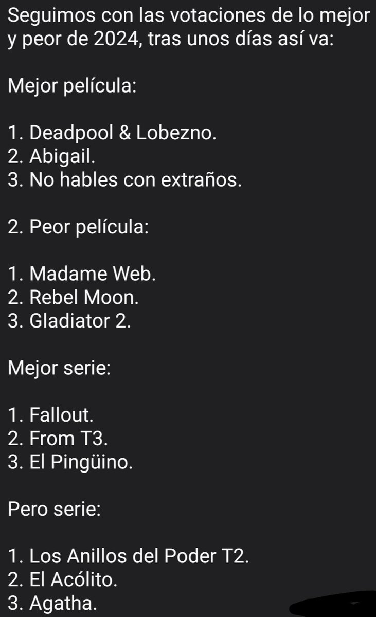 100Spoiler's tweet photo. Para votar las tuyas, responde por aquí o por privado con tus: 

Mejor película. 
Peor película. 
Mejor serie. 
Peor serie. https://t.co/JVmJapHyIn
