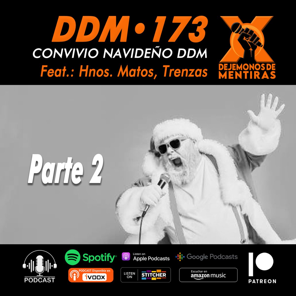 DDMpodcast's tweet photo. DDM 173 - Convivio Navideño Parte 2
OJO! Que en este #podcast nos despedimos 3 veces, así que escucharlo hasta el final.
En compañía de los Hermanos Matos (Mirza y Manolo) y Trenzas, hablamos de nuestros planes en Navidad y un poquito de todo.
https://t.co/nLhv4wQbzD https://t.co/QUJsbXAqDp