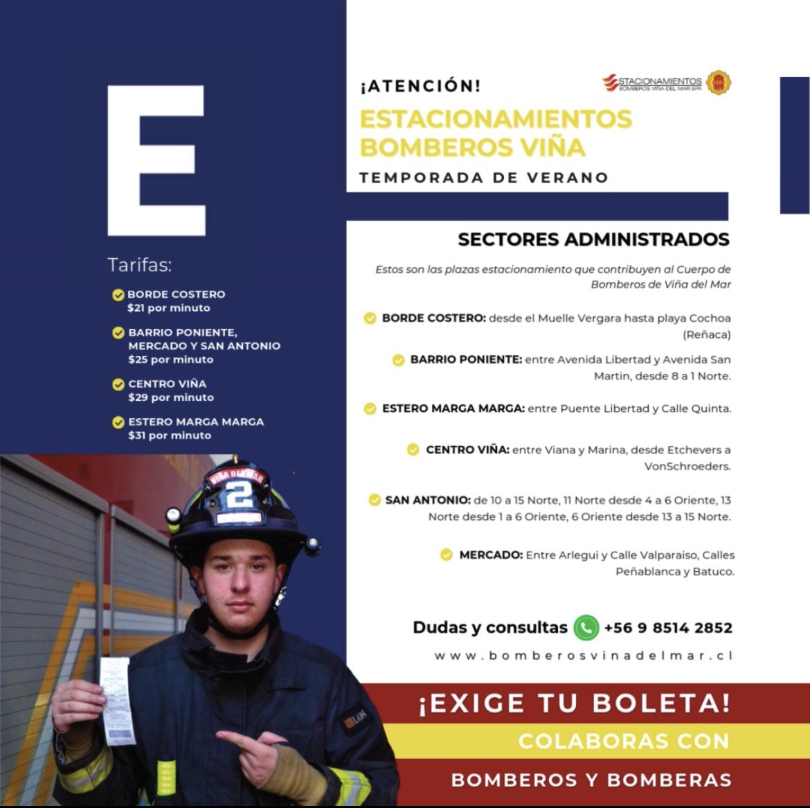bomberosvina's tweet photo. 🚙ESTACIONAMIENTOS🚗 Estos son los sectores de nuestras plazas estacionamientos y las tarifas!, durante los meses de enero y febrero.

Si tienes dudas o consultas, escríbenos!🚙🚗 https://t.co/dehDcu5k0E