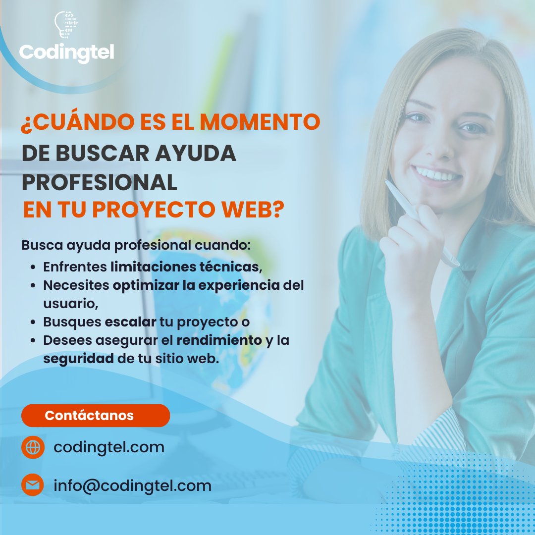 codingtel's tweet image. En Codingtel, estamos aquí para ayudarte a navegar el vasto mundo del desarrollo web. Si te identificas con alguna de estas señales, no dudes en contactarnos. ¡Hagamos crecer tu proyecto juntos! 🚀
#DesarrolloWeb #Consultoría #TransformaciónDigital #Codingtel