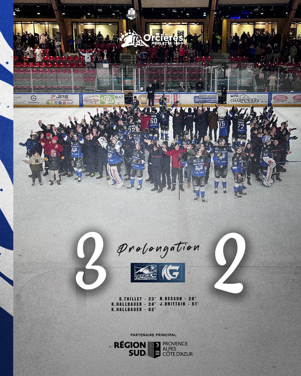 C'est la victoire ce soir !!! 🔥
Les Rapaces finissent par s'imposer en prolongation face aux Gothiques d'Amiens 💪

GAP 3️⃣ - 2️⃣ AMIENS

#wearerapaces