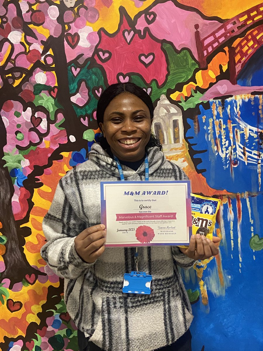 🎉Congratulations to our amazing Grace, Woodbank’s January's Marvelous &amp; Magnificent (M&amp;M) winner! Grace has a positive impact on the ward always going above and beyond. Thank you for always lending a helping caring hand to both staff and patients! 🌟